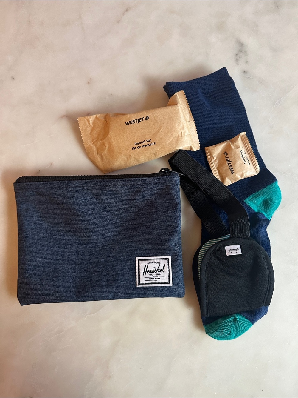 Herschel WestJet Business Class Zippered Pouch Unused 5.5 x 7.5